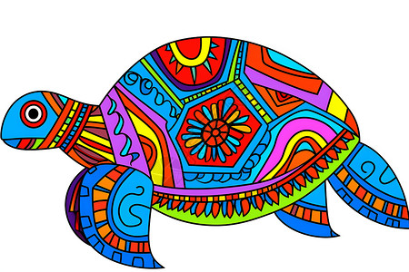 走线图五彩斑斓的乌龟插画