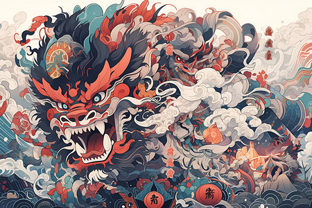 龙纹机甲中国十二生肖神兽背景图片