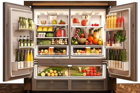冰箱里的食物展示背景