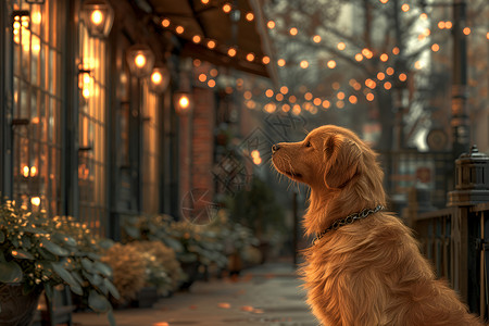 街头商店傍晚时分街头孤单的狗背景