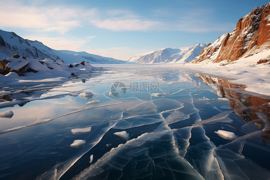 雪山冰湖图片