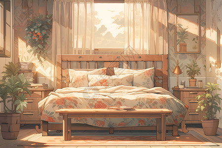 温馨的卧室背景图片