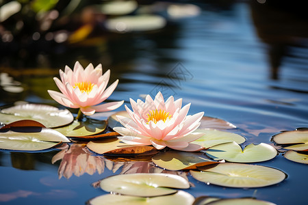 池塘的睡莲背景图片