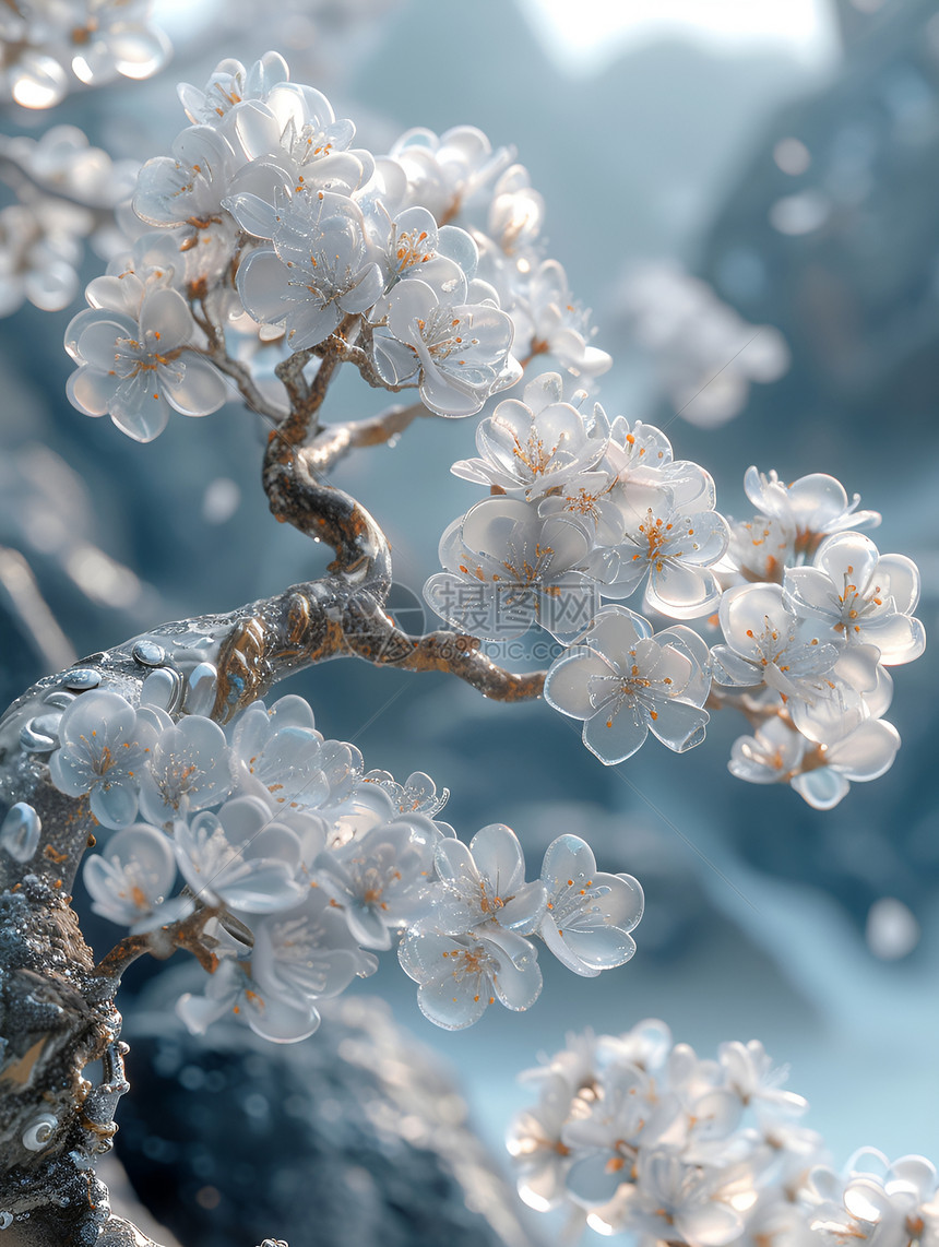 冰雪中绽放的花朵图片