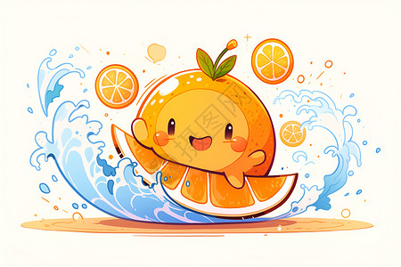橙子冲浪背景图片