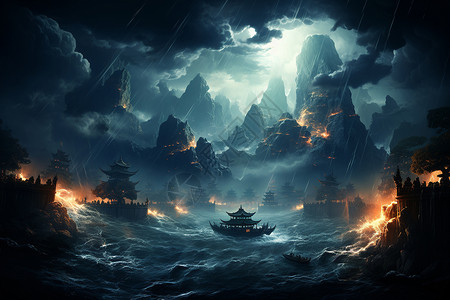 月夜之舟背景图片