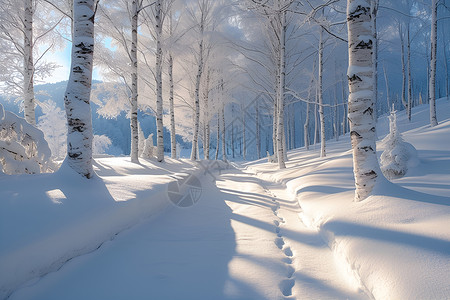 冬日的幽静雪景背景图片