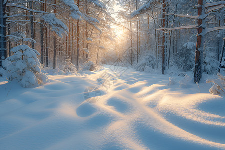 雪地素材高清冬季美景背景