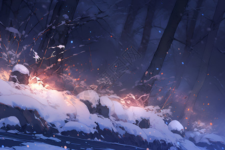 冬季夜晚的美景背景图片