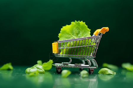 零售新体验手推车中的健康蔬菜设计图片