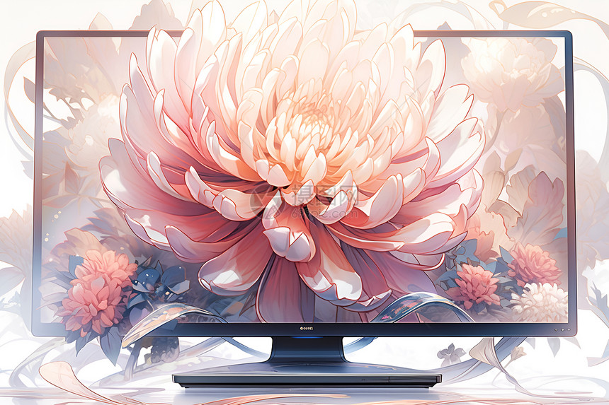 电脑屏幕的花朵图片