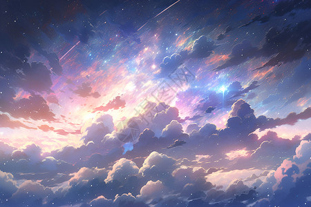天空中的星云天空背景图片