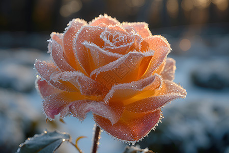 沉静优美的冰玫瑰背景图片
