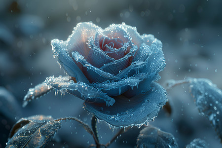 户外漂亮的冰玫瑰背景图片