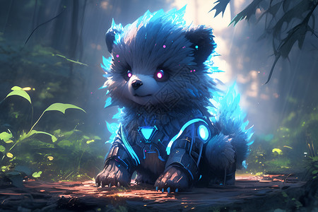 森林中的可爱小熊背景图片