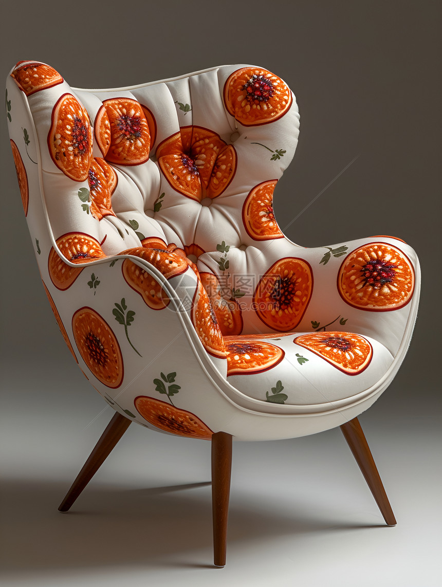 橙子装饰的扶手椅图片