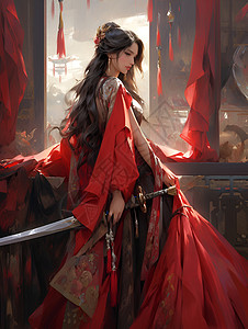 女子的佩剑背景图片