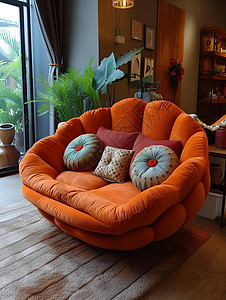 橙色的沙发背景图片