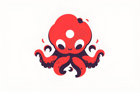 红色章鱼插画