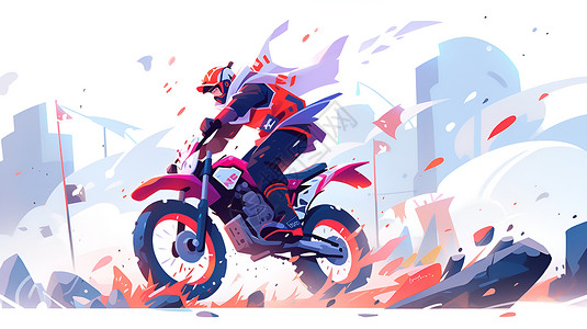 驰骋的摩托车手背景图片