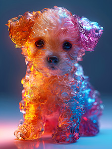 狗摆件彩色的玻璃小狗插画