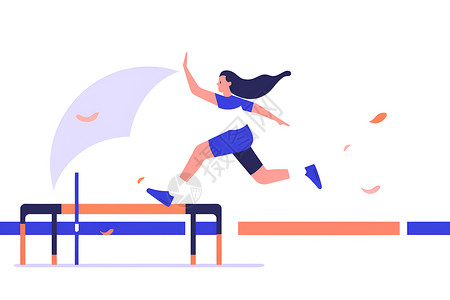 跳跃女性跳高运动员插画