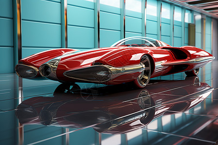 悬浮科技未来感满满的红色汽车背景