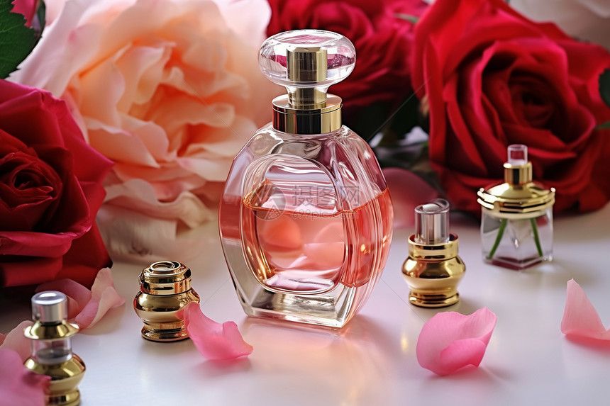 芳香四溢的玫瑰香水图片