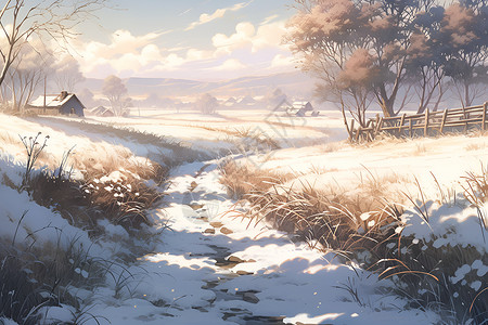 冬日别墅背景图片