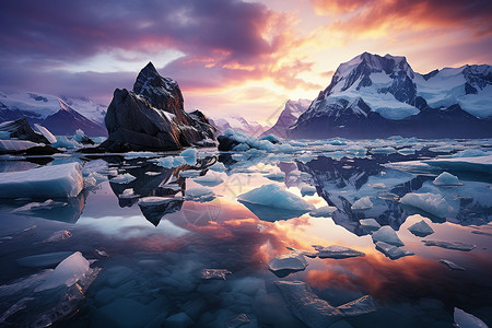 冰山背景下的唯美风景背景图片