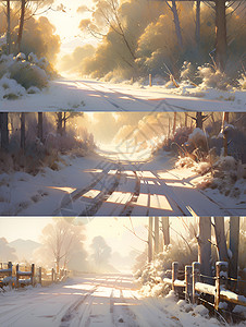 冬日乡村之路背景图片