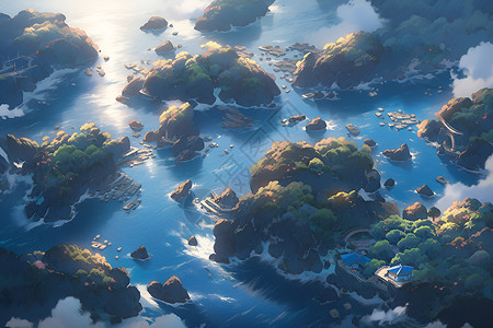 海上的岛屿背景图片