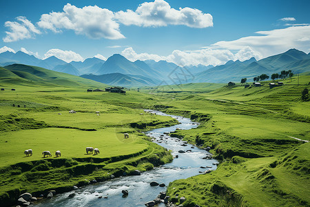 如镜山水如画的风景背景