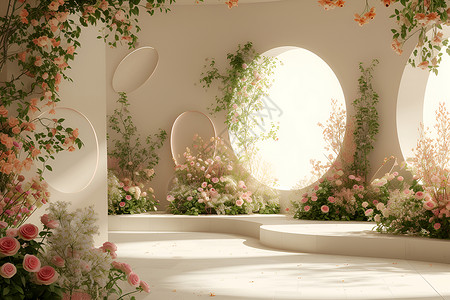 花卉与背景花墙与花海设计图片