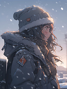 冬天雪地中的女孩背景图片