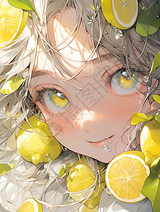 柠檬中的少女背景图片