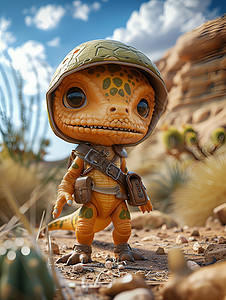 沙漠中的小玩具背景图片