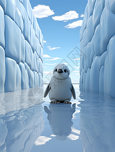 冰洞中的企鹅插画