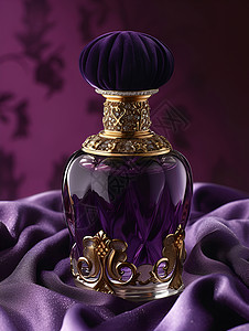 紫色背景下的香水背景图片