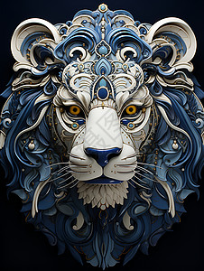 蓝白色狮头背景图片