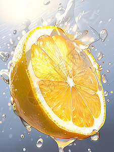 柠檬入水变奇幻背景图片