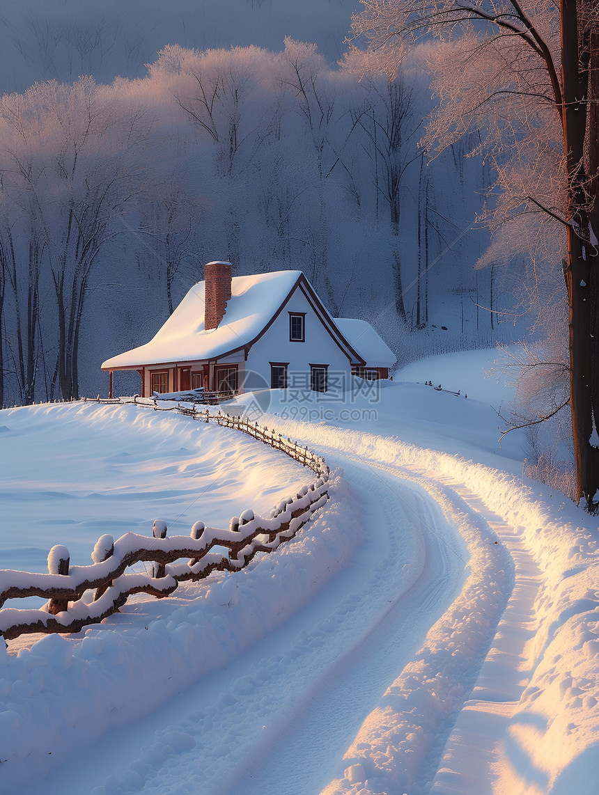冬季白雪覆盖的房子图片
