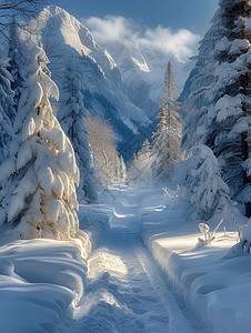 冬季户外洁白的小径背景图片