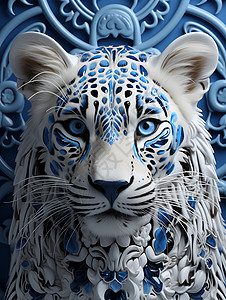 老虎纹路设计的老虎雕塑插画