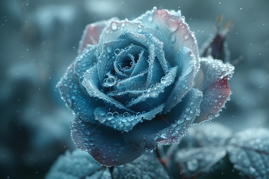 冬季户外的蓝色花朵图片