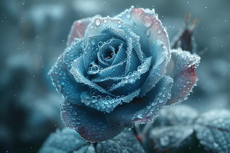 冬季户外的蓝色花朵背景图片