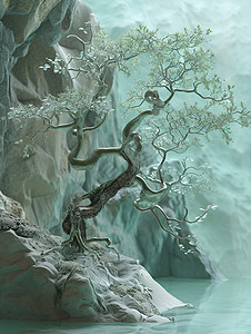 仙境中的树木背景图片