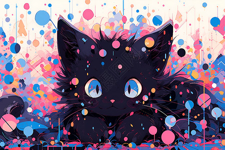 活泼的黑色小猫背景图片