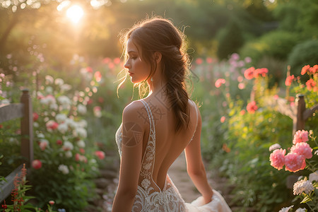 浪漫光光花园的新娘背景