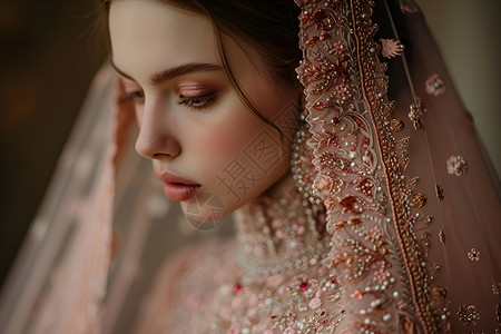新娘粉色礼服背景图片